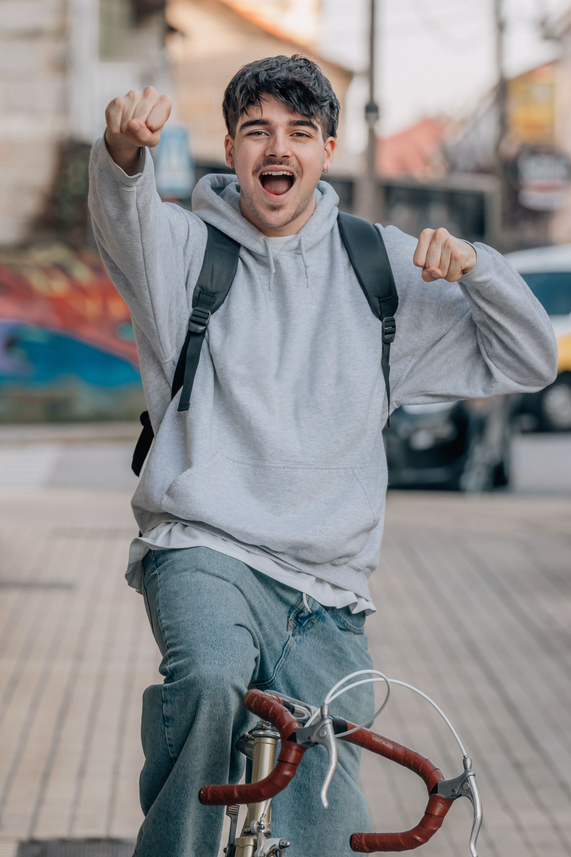 Person celebrating personal change